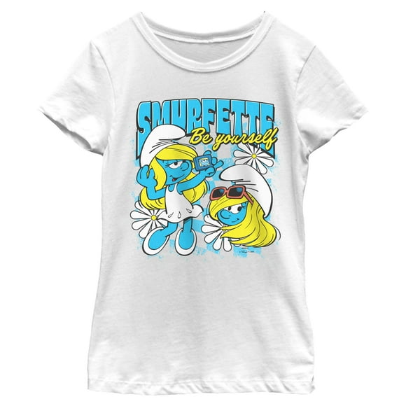 Girl's The Smurfs Be Yourself Floral  Graphic T-Shirt