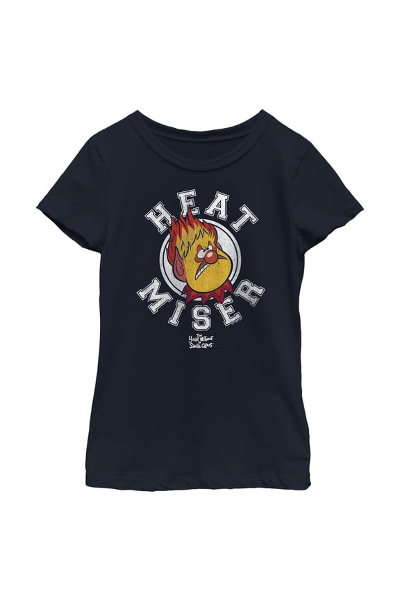 Girl's The Year Without a Santa Claus Heat Miser Stamp Graphic Tee Navy Blue Small