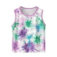 thumbnail image 1 of Girl's Tie Dye Print Tank Tops Crew Neck Sleeveless Top Summer T Shirt 3-15 Years, 1 of 3