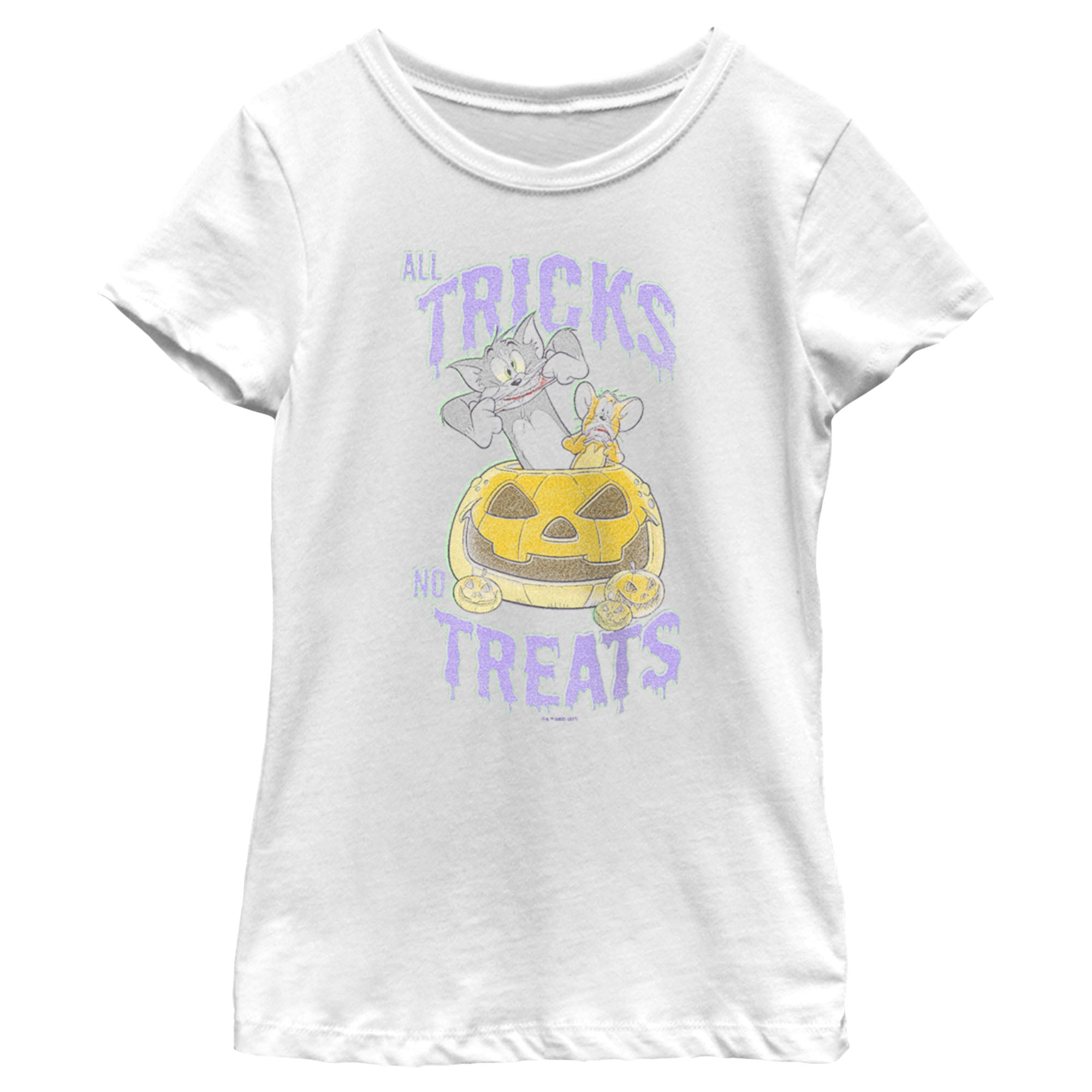 Toms Tricks Rwi Girl's Tom and Jerry All Tricks No Treats Graphic Tee White X Large ...