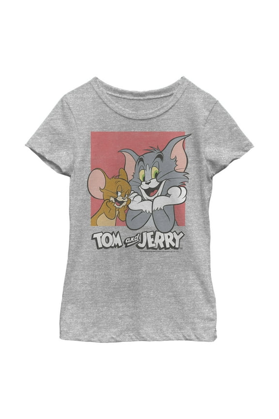 Girl's Tom and Jerry Innocent Rivalry Graphic Tee Athletic Heather Small