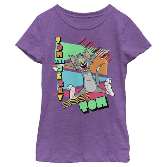 Girl's Tom and Jerry Just Retro Tom Graphic Tee Purple Berry Small