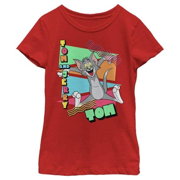 Girl's Tom and Jerry Just Retro Tom Graphic Tee Red X Small
