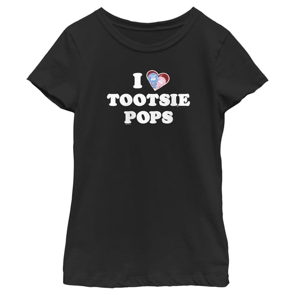 Girl's Tootsie Pop I Love Tootsie Pops  Graphic Tee Black Medium
