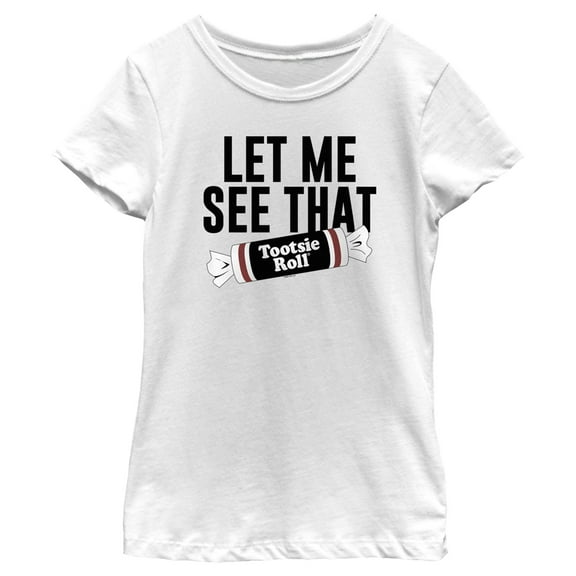 Girl's Tootsie Roll Let Me See That Slogan Graphic Tee White Medium