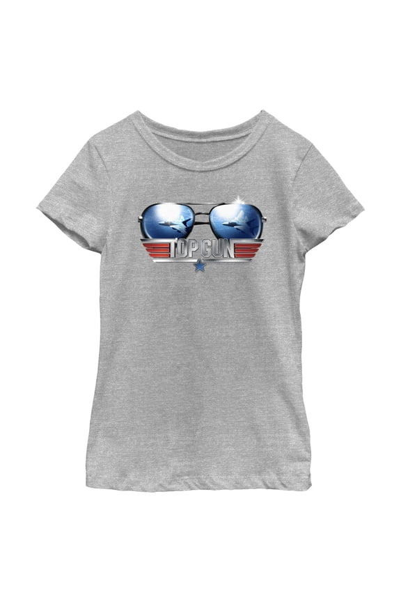 Girl's Top Gun Aviator Sunglasses Logo  Graphic T-Shirt