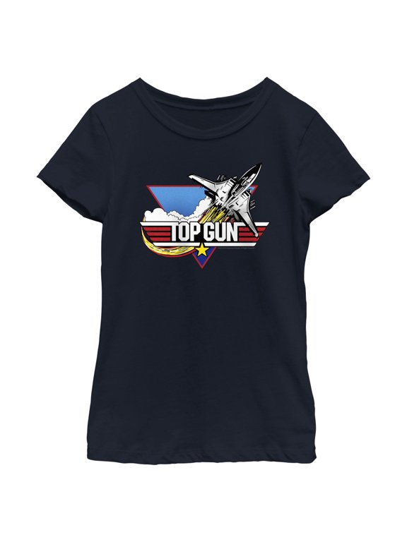Girl's Top Gun Fighter Jet Logo Graphic T-Shirt