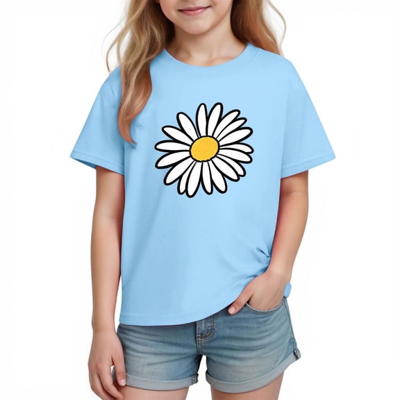 Girl's Tops Valentine's Day Cute Printed Short Sleeve Crewneck Loose Casual Pullover Tees Kids Clothes Girls Size 3-10