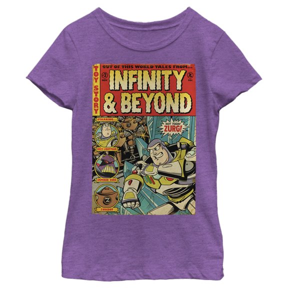 Girl's Toy Story Buzz Lightyear Comic Cover  Graphic Tee Purple Berry Small