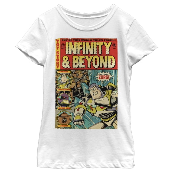 Girl's Toy Story Buzz Lightyear Comic Cover Graphic Tee White X Large