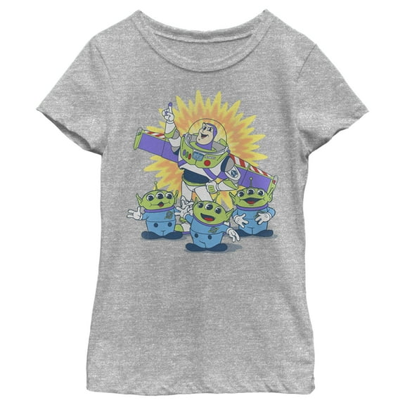 Girl's Toy Story Buzz Lightyear and Aliens  Graphic Tee Athletic Heather X Small