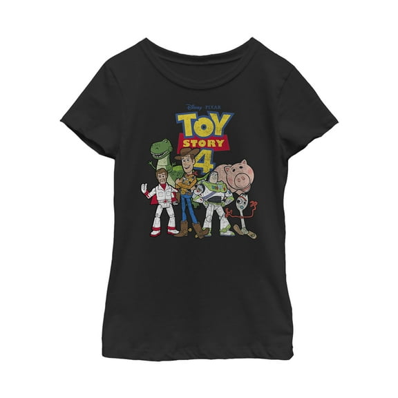 Girl's Toy Story Character Logo Party  Graphic Tee Black Large