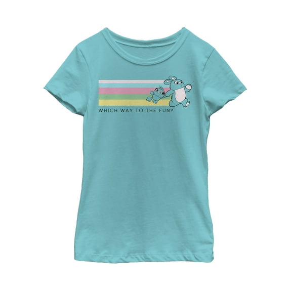 Girl's Toy Story Ducky & Bunny Fun Rainbow Race Graphic Tee Tahiti Blue X Large