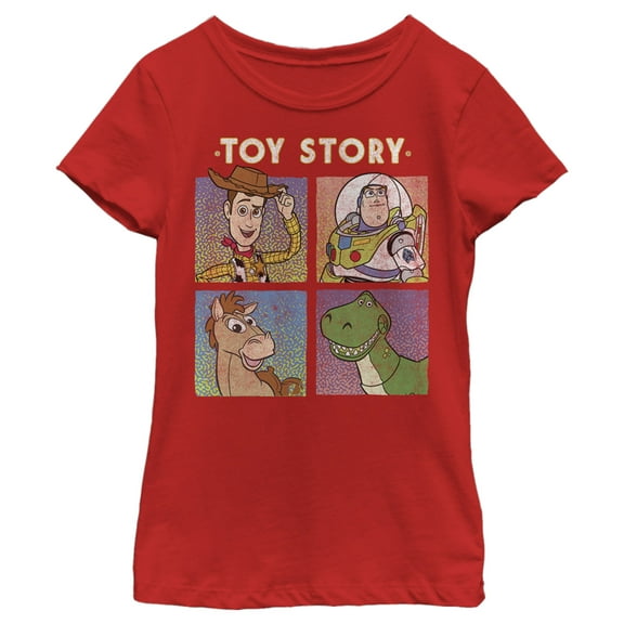 Girl's Toy Story Four Buds Panels Graphic Tee Red Medium