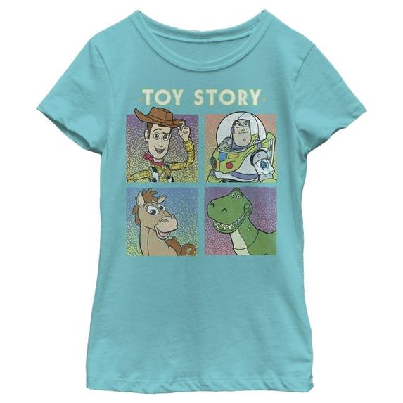 Girl's Toy Story Four Buds Panels Graphic Tee Tahiti Blue Large