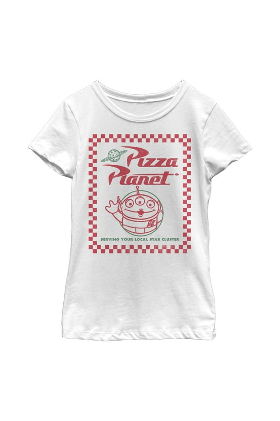 Girl's Toy Story Little Green Men Pizza Planet Graphic T-Shirt