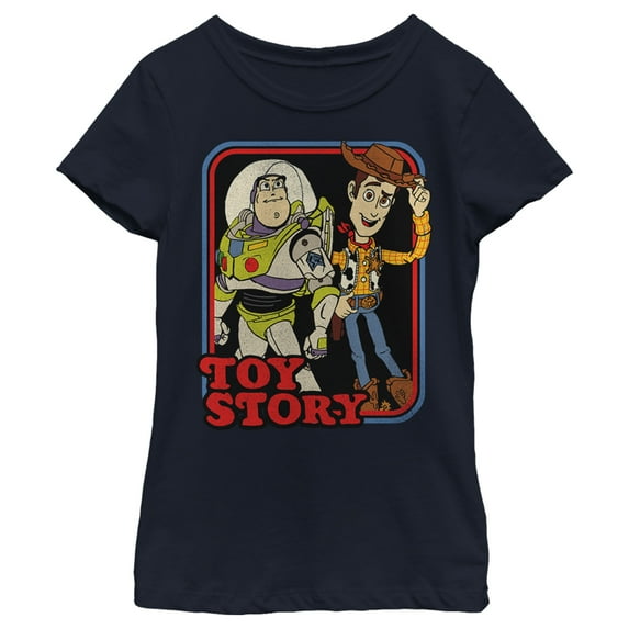 Girl's Toy Story Retro Buddy Frame Graphic Tee Navy Blue Small