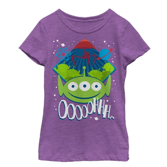 Girl's Toy Story Three-Eyed Alien Party  Graphic Tee Purple Berry Large