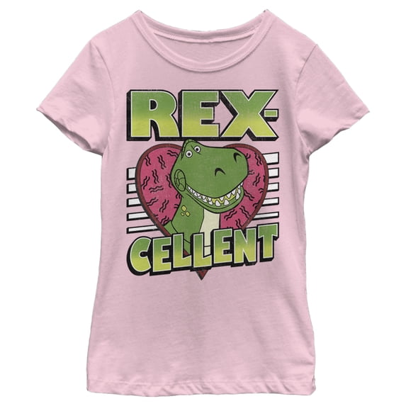 Girl's Toy Story Valentine Rex-Cellent Graphic Tee Light Pink Medium