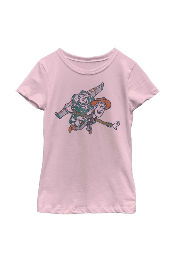 Girl's Toy Story Woody and Buzz Fly With Me  Graphic Tee Light Pink X Large