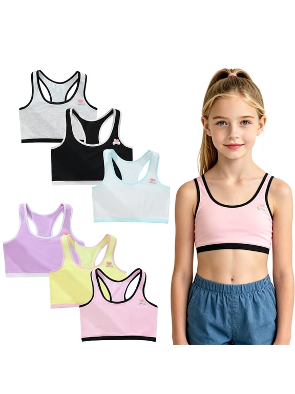 6-Pack Wire-Free Seamless Pull-On Sports Bras for Yoga, Dance, Sleep & Daily Wear (L)