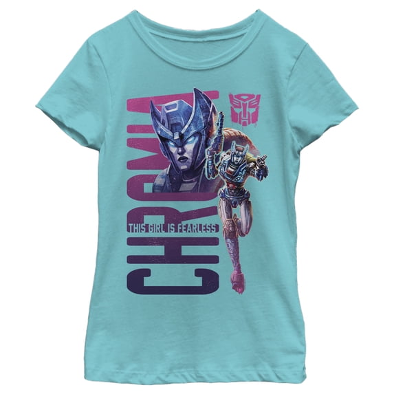 Girl's Transformers Chromia Fearless Girl Graphic Tee Tahiti Blue Medium