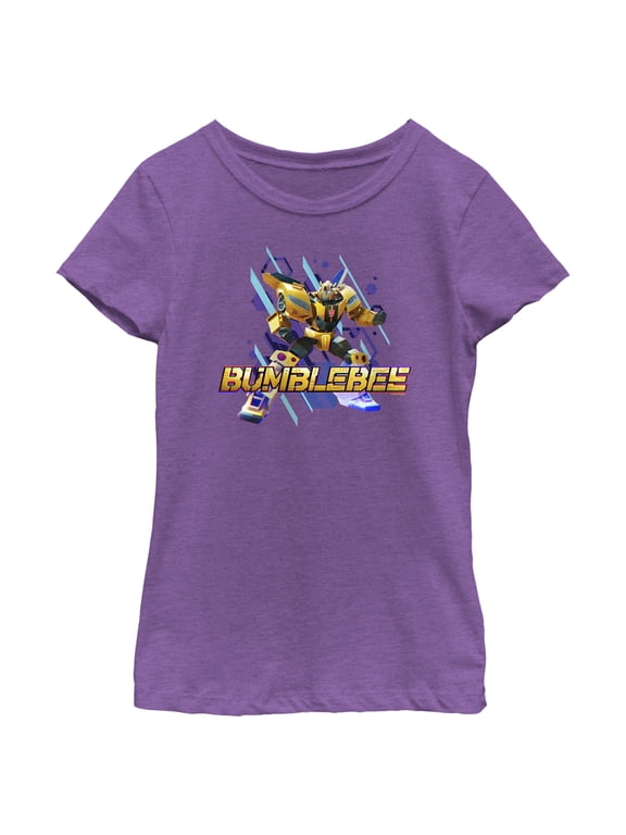 Girl's Transformers: EarthSpark Bumblebee Portrait Graphic Tee Purple Berry Small