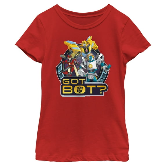 Girl's Transformers: EarthSpark Got Bot Graphic Tee Red Medium