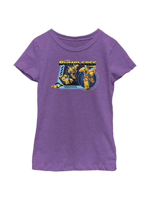 Girl's Transformers: EarthSpark Transforming Bumblebee Graphic Tee Purple Berry X Small