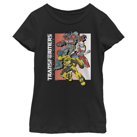 Girl's Transformers: Rise of the Beasts Group Poster Graphic Tee Black Small