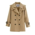 thumbnail image 1 of Girl's Trench Coat Windbreaker Jacket Teen Girl Double Breasted Windproof Dress Outerwear Classic Lapel Collar Overcoat Casual Spring Warm Cotton Spring Coat 4-16 Years, 1 of 4
