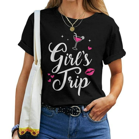 Girl's Trip Friends Girl Cute Girls Trip Women’s T-Shirt, Fun Vacation Graphic Tee, Matching Group Shirt for Women Celebrating Friendship, Travel Adventures, and Memorable Girls’ Trips