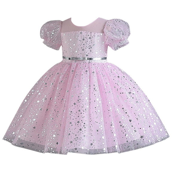 Girl's Tulle Dress Tutu Party Birthday Poster Formal Fancy Flower Princess Dresses Pink 7-8 Years