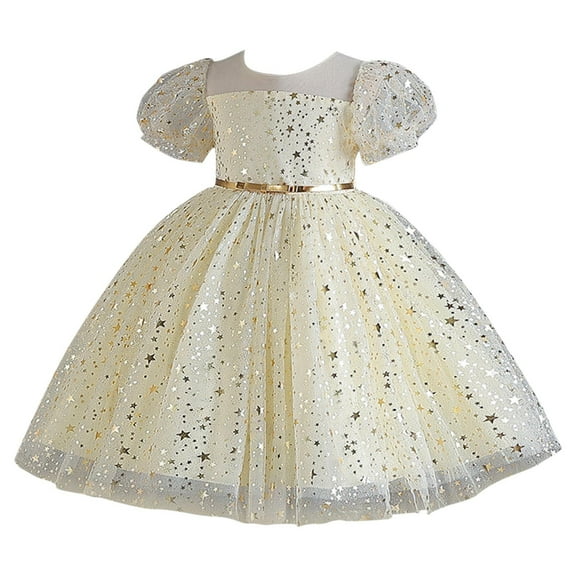 Girl's Tulle Dress Tutu Party Birthday Poster Formal Fancy Flower Princess Dresses Yellow 7-8 Years