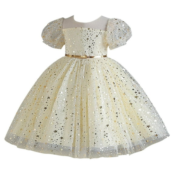 Girl's Tulle Dress Tutu Party Birthday Poster Formal Fancy Flower Princess Dresses Yellow 9-10 Years