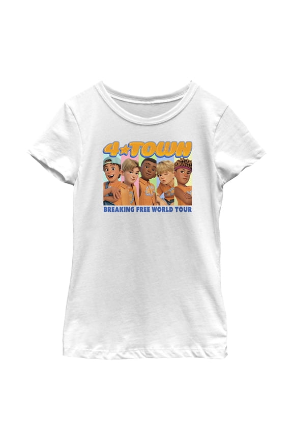 Girl's Turning Red 4*Town Breaking Free World Tour  Graphic Tee White Small