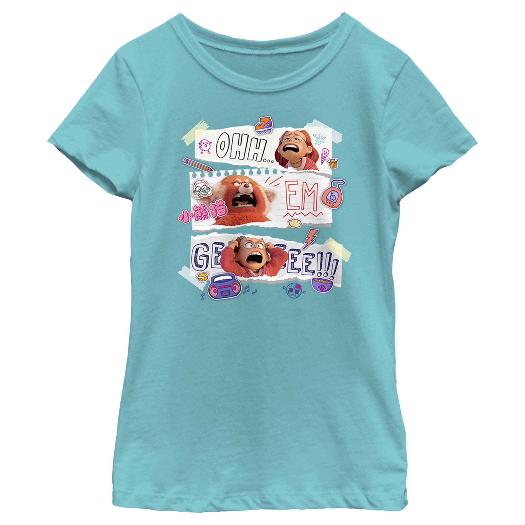 Girl's Turning Red Ohh Em Gee Paper Notes Graphic Tee Tahiti Blue