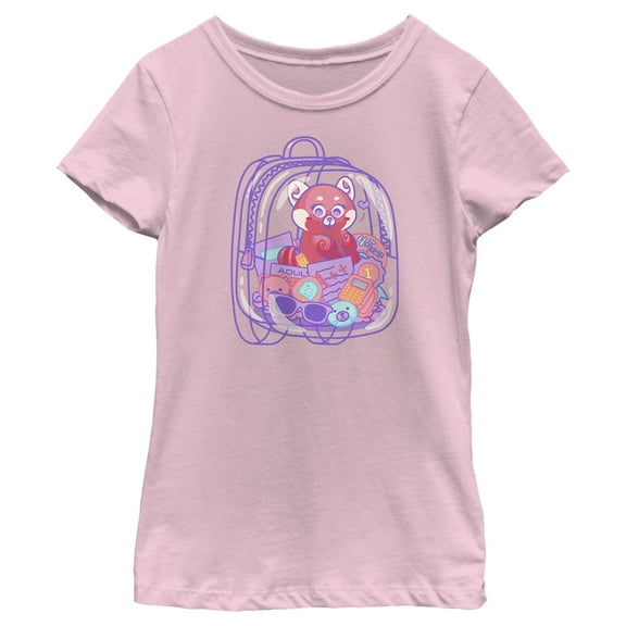 Girl's Turning Red Red Panda Backpack Mei Lee Graphic Tee Light Pink X Large