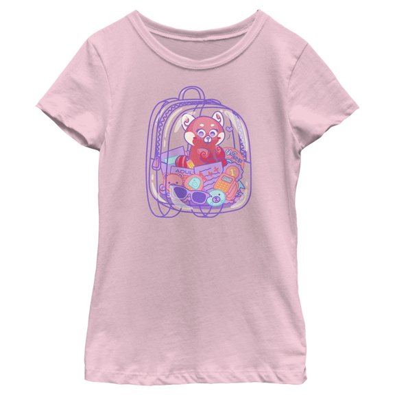 Girl's Turning Red Red Panda Backpack Mei Lee Graphic Tee Light Pink X Small
