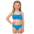 thumbnail image 1 of Girl's Two Piece Metallic Shell Bikini Sets Cut Out Ruffle Top High Waist Hipster Swimsuit Swim Suits for Girls, 1 of 4