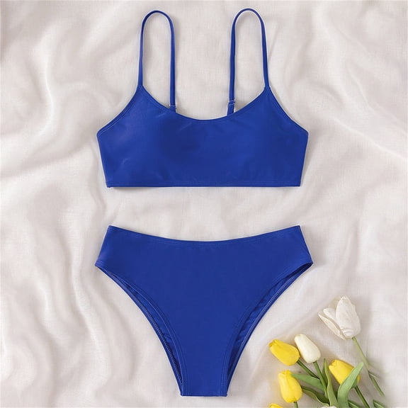 Girl's Two Piece Swimsuit Sport High Waist Bikini Set Bathing Suit Kids Bathing Suits Thin Straps Girls' Swimwear Size 13-14