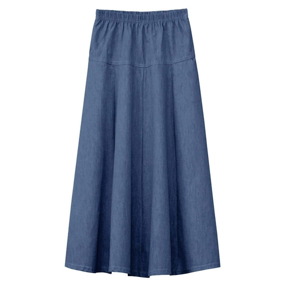 Girl's Ultra Soft Lightweight Denim Fit and Flare A-Line Maxi Skirt 4 to 18 years old
