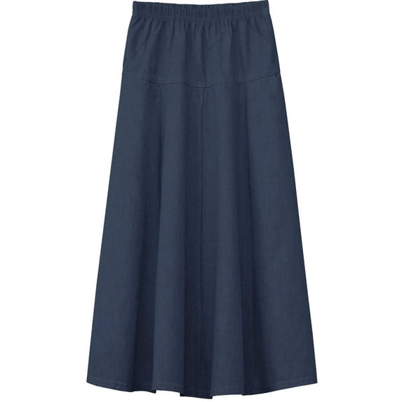 Girl's Ultra Soft Lightweight Denim Fit and Flare A-Line Maxi Skirt 4 to 18 years old