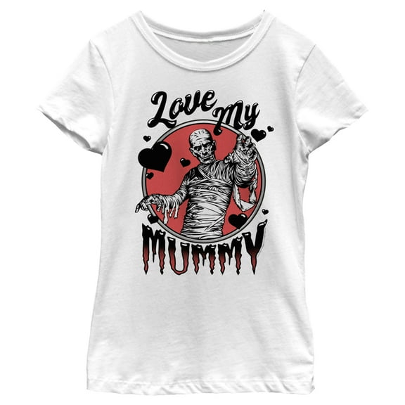 Girl's Universal Monsters Mother's Day Love My Mummy Graphic Tee White Medium