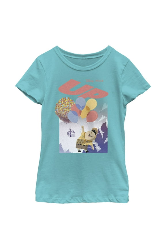 Girl's Up Russell Poster  Graphic Tee Tahiti Blue Medium
