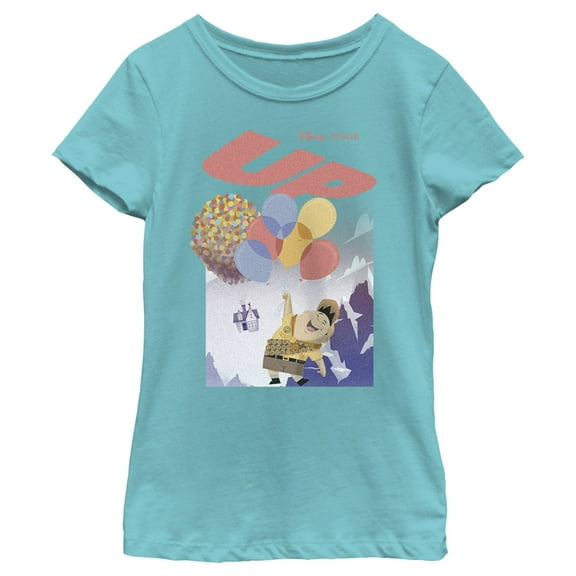 Girl's Up Russell Poster  Graphic Tee Tahiti Blue Small