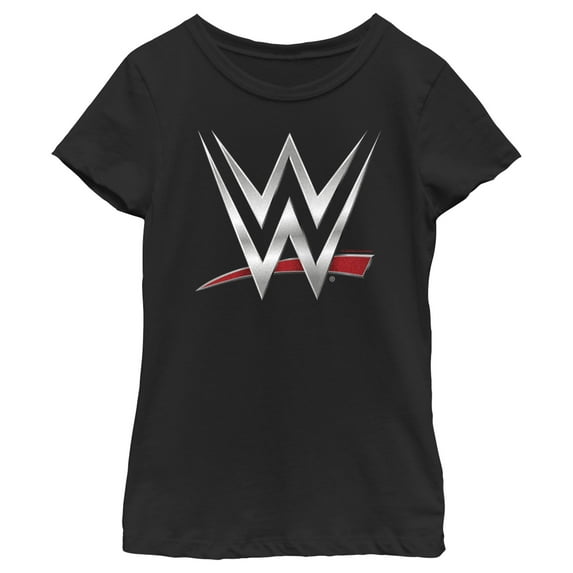 Girl's WWE Chrome Logo Graphic Tee Black Small