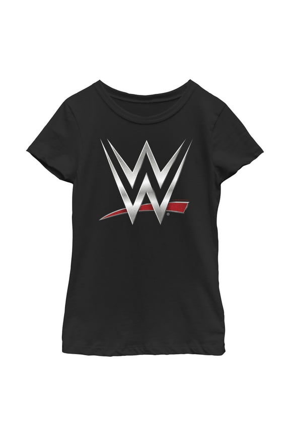 Girl's WWE Chrome Logo Graphic Tee Black X Large