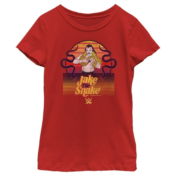 Girl's WWE Jake the Snake Retro Graphic Tee Red Small