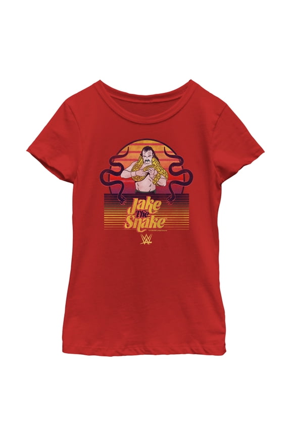 Girl's WWE Jake the Snake Retro Graphic Tee Red X Small